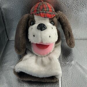 Vintage R Dakin Dog With Hat Plush Hand Puppet 1981
